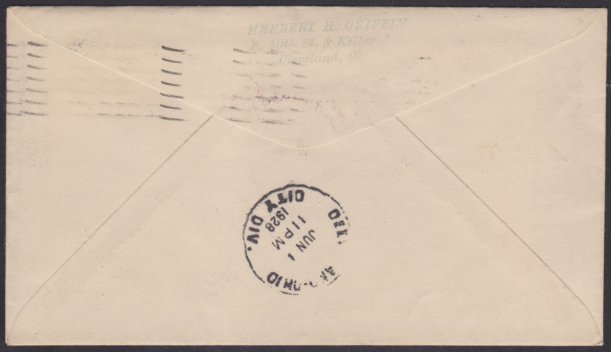 Reverse of cover bearing Cleveland, Ohio, postmark