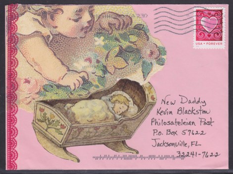 Mail art cover with illustrations of babies