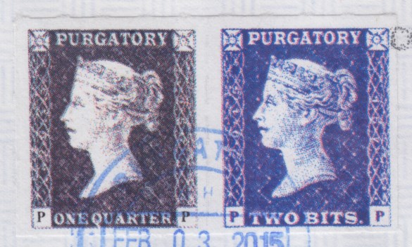 Pair of Purgatory Post stamps