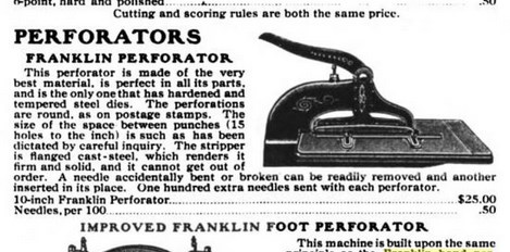 Illustration of Franklin Hand Perforator in printer supply catalogue