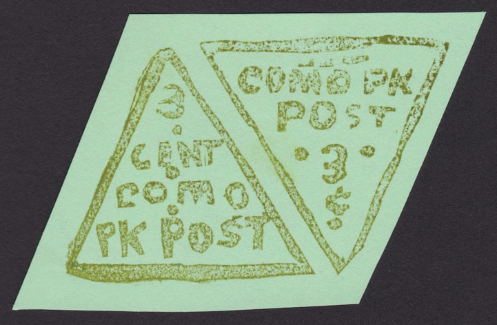 Como Park Post 3¢ triangular stamps