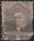 Purple 24-cent U.S. postage stamp picturing George Washington