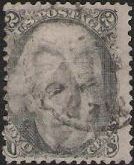 Black 2-cent U.S. postage stamp picturing Andrew Jackson