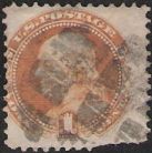 Brown 1-cent U.S. postage stamp picturing Benjamin Franklin