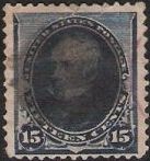 Blue 15-cent U.S. postage stamp picturing Henry Clay