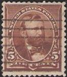 Brown 5-cent U.S. postage stamp picturing Ulysses S. Grant