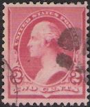 Red 2-cent U.S. postage stamp picturing George Washington