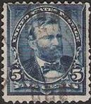 Blue 5-cent U.S. postage stamp picturing Ulysses S. Grant