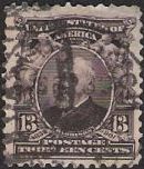 Purple 13-cent U.S. postage stamp picturing Benjamin Harrison