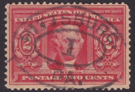 2¢ Thomas Jefferson Red 2-cent U.S. postage stamp picturing Thomas Jefferson