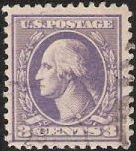 Purple 3-cent U.S. postage stamp picturing George Washington