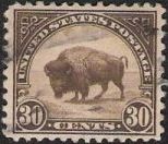 Brown 30-cent U.S. postage stamp picturing American buffalo