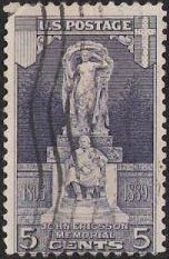Blue 5-cent U.S. postage stamp picturing John Ericsson Memorial