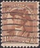 Brown 1-1/2-cent U.S. postage stamp picturing George Washington