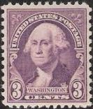 Purple 3-cent U.S. postage stamp picturing George Washington