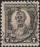 Black 7-cent U.S. postage stamp picturing George Washington