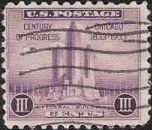 Purple 3-cent U.S. postage stamp picturing Federal Building in Chicago