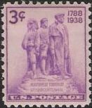 Purple 3-cent U.S. postage stamp picturing monument