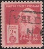 Red 2-cent U.S. postage stamp picturing Samuel Morse
