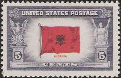 5-cent U.S. postage stamp picturing Albanian flag