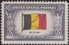 5-cent U.S. postage stamp picturing Belgian flag