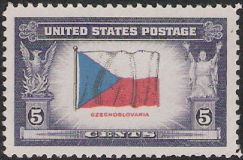 5-cent U.S. postage stamp picturing Czechoslovakian flag