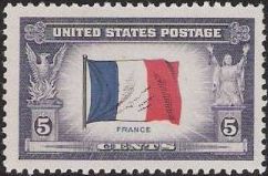 5-cent U.S. postage stamp picturing French flag