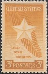 Yellow 3-cent U.S. postage stamp picturing Gold Star