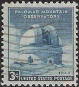 Blue 3-cent U.S. postage stamp picturing Palomar Mountain Observatory