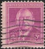 Red violet 3-cent U.S. postage stamp picturing Harlan Stone