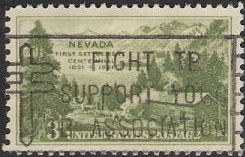Green 1-cent U.S. postage stamp picturing Carson Valley, Nevada