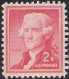 Rose 2-cent U.S. postage stamp picturing Thomas Jefferson