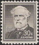 Black 30-cent U.S. postage stamp picturing Robert E. Lee