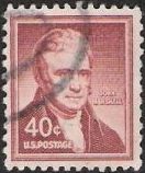 Red brown 40-cent U.S. postage stamp picturing John Marshall