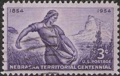 Purple 3-cent U.S. postage stamp picturing 'The Sower'