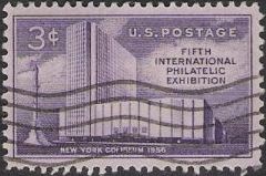 Purple 3-cent U.S. postage stamp picturing New York Coliseum