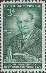 Green 3-cent U.S. postage stamp picturing Harvey Wiley