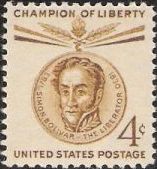 Brown 4-cent U.S. postage stamp picturing Simon Bolivar