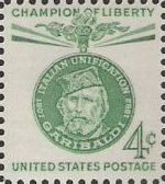 Green 4-cent U.S. postage stamp picturing Giuseppe Garibaldi
