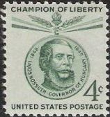 Green 4-cent U.S. postage stamp picturing Lajos Kossuth