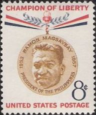 8-cent U.S. postage stamp picturing Ramon Magsaysay