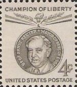 Gray 4-cent U.S. postage stamp picturing Ernst Reuter