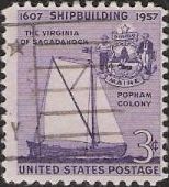 Purple 3-cent U.S. postage stamp picturing The Virginia of Sagadahock