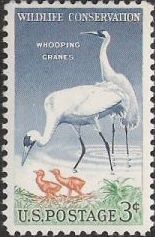 3-cent U.S. postage stamp picturing whooping cranes
