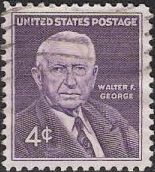 Purple 4-cent U.S. postage stamp picturing Walter George