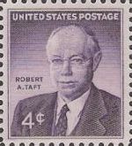 Purplr 4-cent U.S. postage stamp picturing Robert Taft