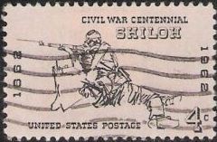 Black 4-cent U.S. postage stamp picturing soldier