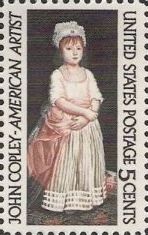 5-cent U.S. postage stamp picturing John Copley painting of girl