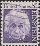 Purple 8-cent U.S. postage stamp picturing Albert Einstein