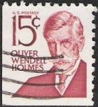 Maroon 15-cent U.S. postage stamp picturing Oliver Wendell Holmes